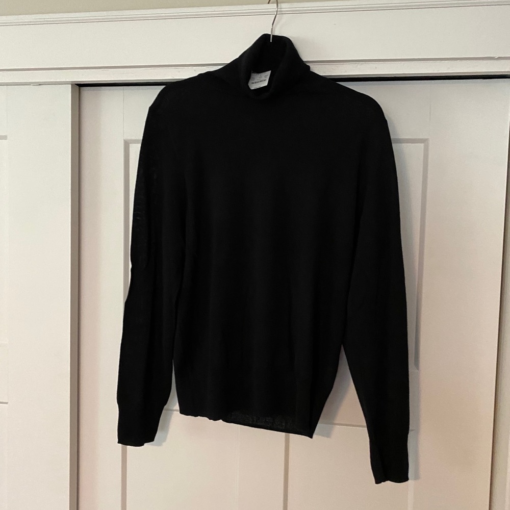 Black Merino Wool Turtleneck, NWT